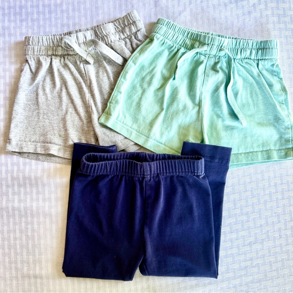 Hanna Andersson 18-24M‎ 80cm Organic Cotton Shorts Leggings Bundle 3pc Navy Gray
